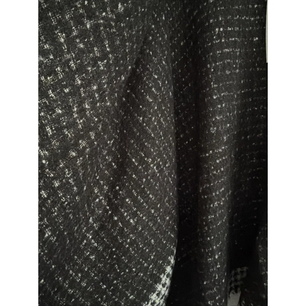 AQUA Women's Houndstooth Ruana Poncho Cape Fringed edges Black & Grey One Size
